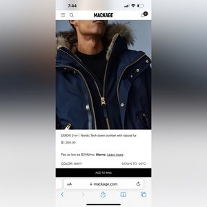 Mackage coat navy blue dixon